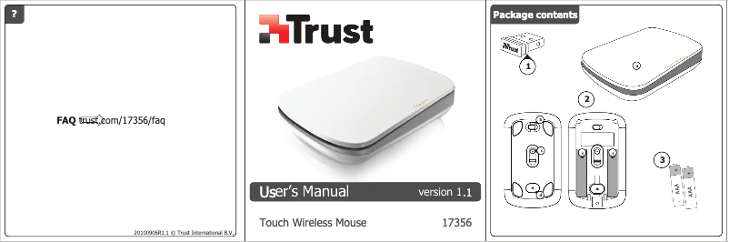 Page 1 de la notice Manuel utilisateur Trust XpertTouch Wireless