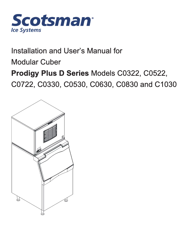 Page 1 of the manual User Manual Scotsman C0530SA-1D