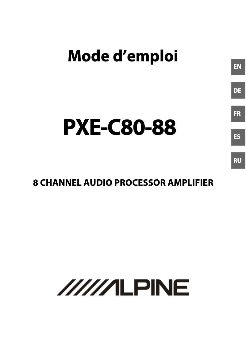 Page 1 of the manual User Manual Alpine PXE-C80-88