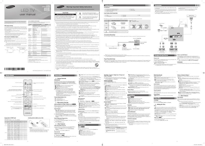 Page 1 of the manual User Manual Samsung UN32FH4005F