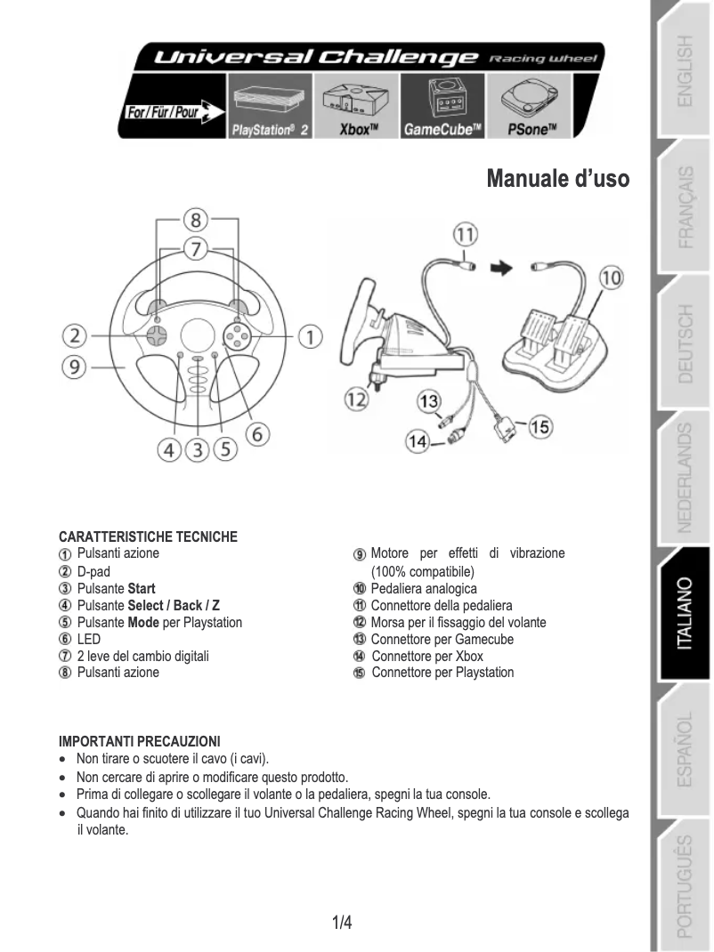 Page 1 of the manual User Manual Thrustmaster Universal Challenge