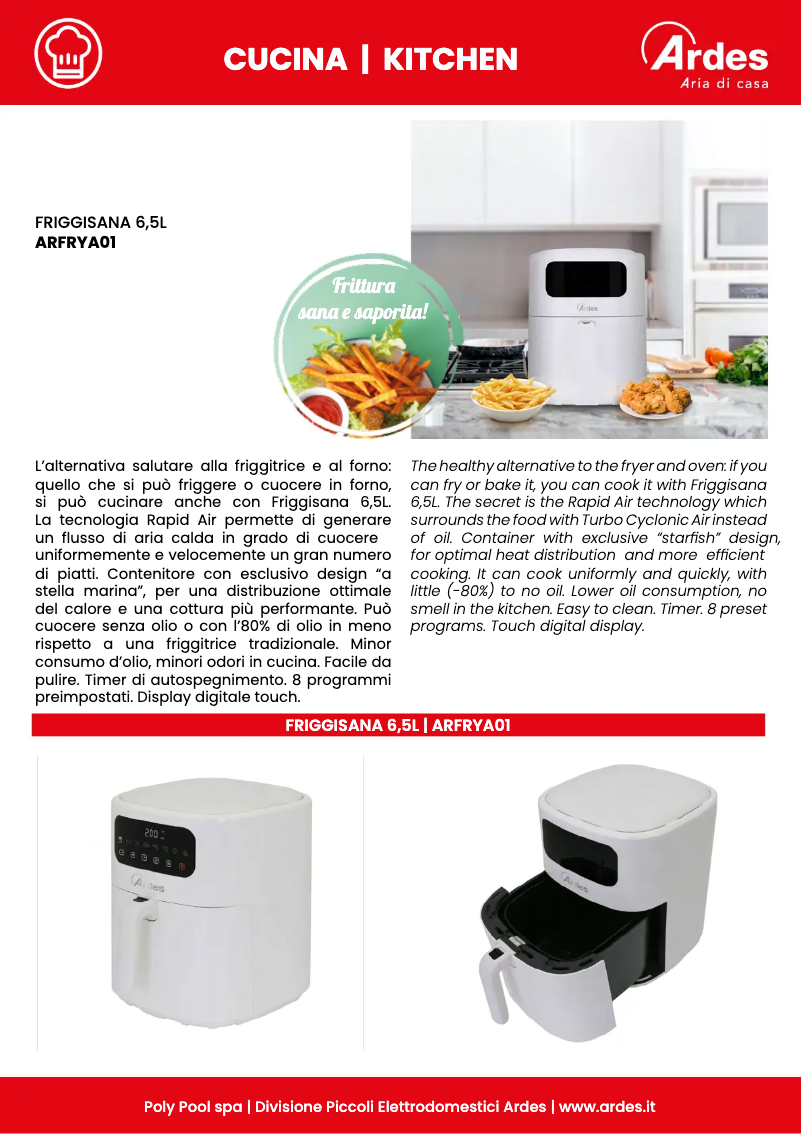 Image de la première page du manuel de l'appareil ARFRYA01