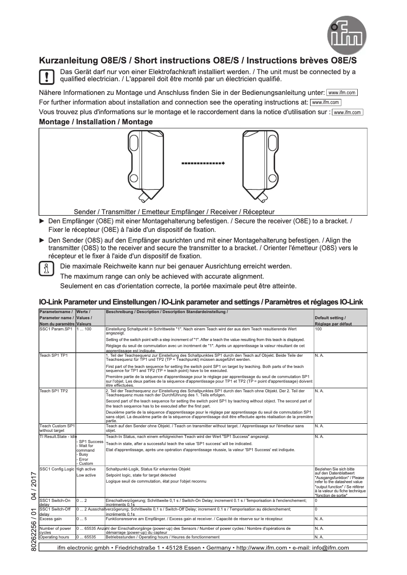 Page 1 of the manual User Manual IFM O8E201