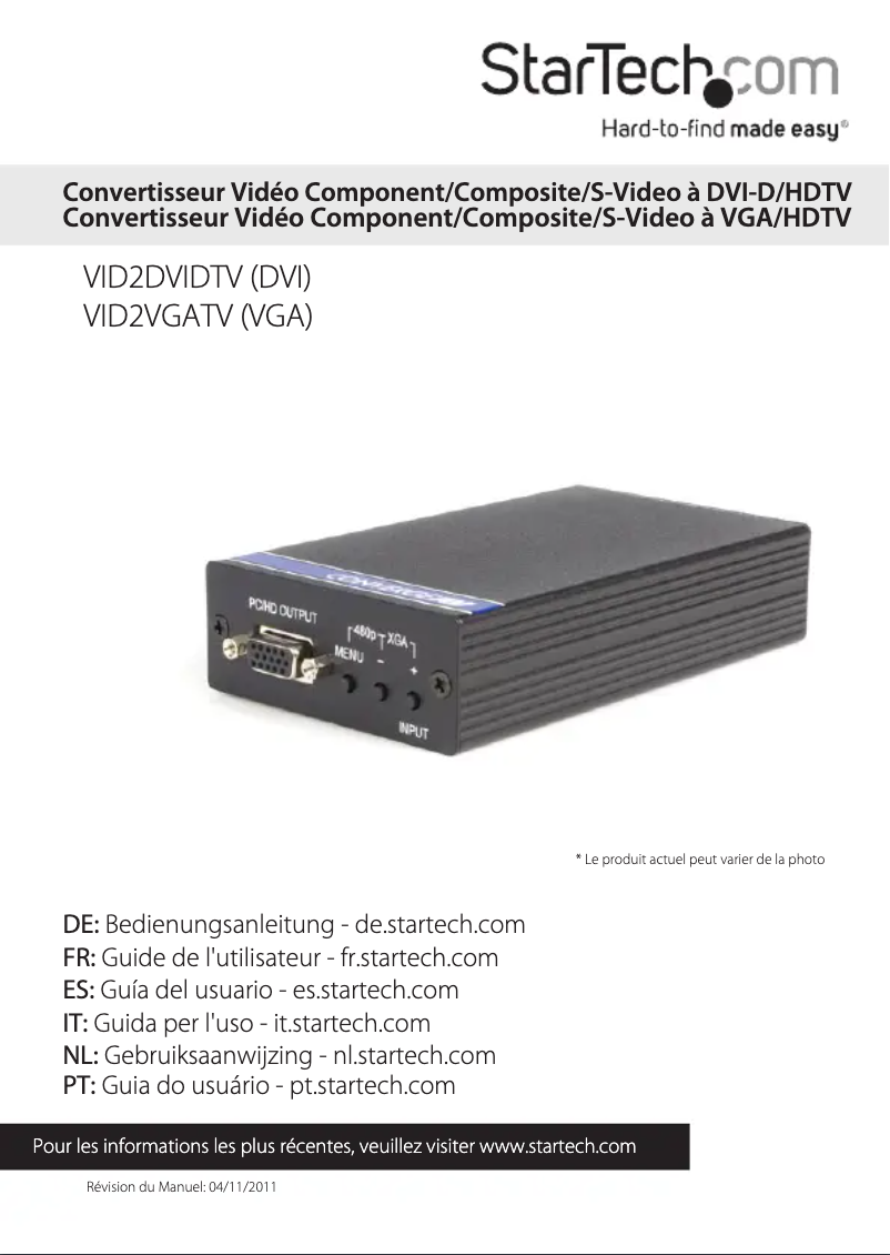 First page image of the manual for VID2DVIDTV