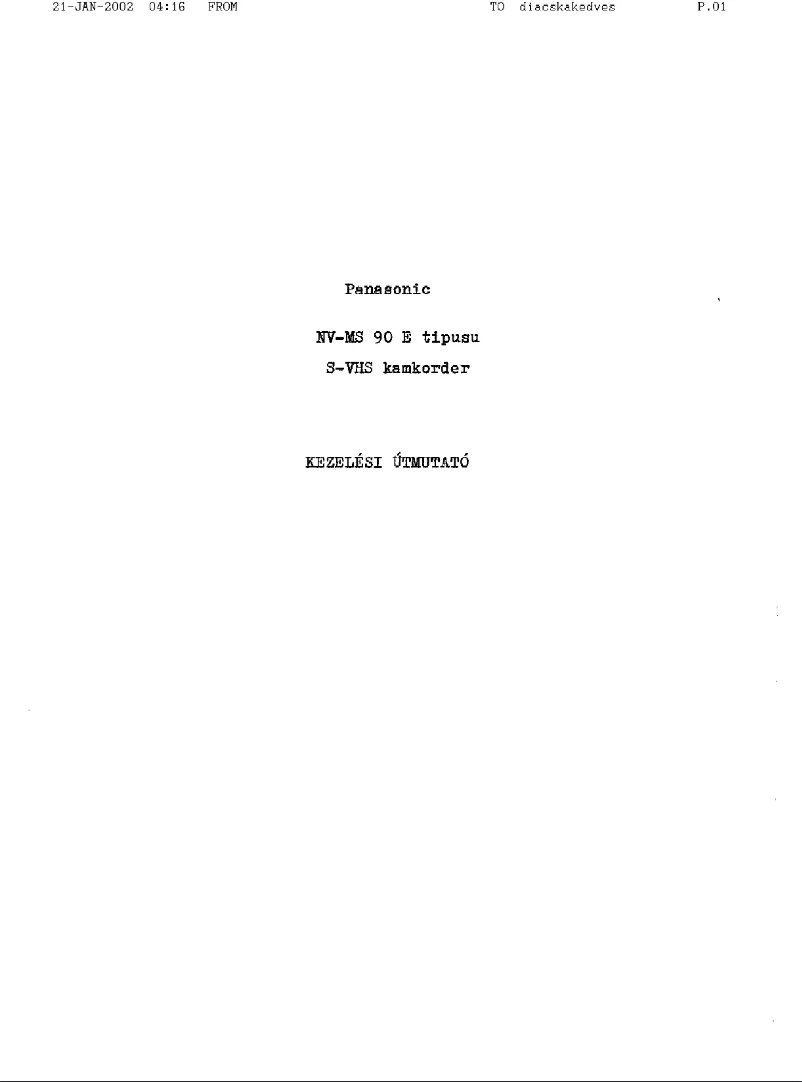 Page 1 of the manual User Manual Panasonic NV-MS90