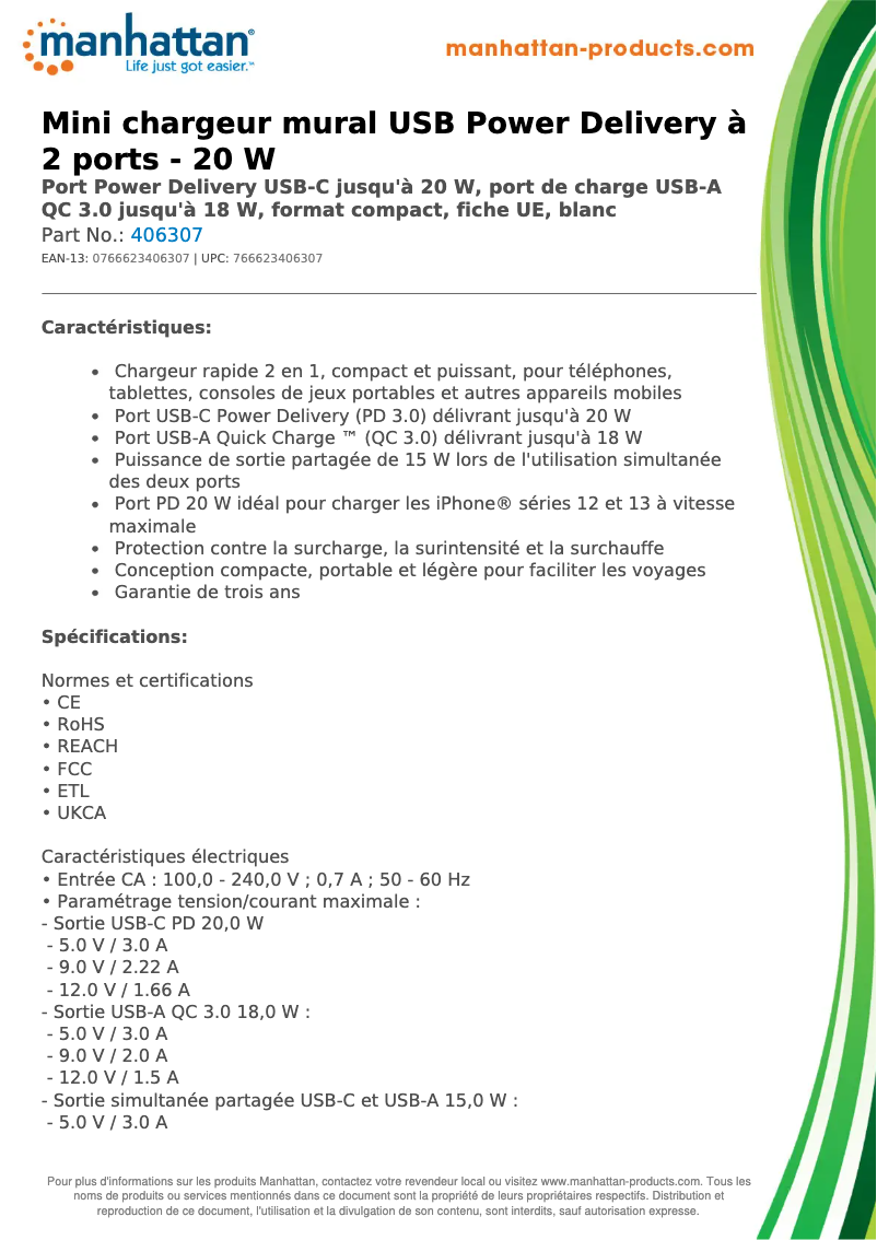 First page image of the manual for 406307