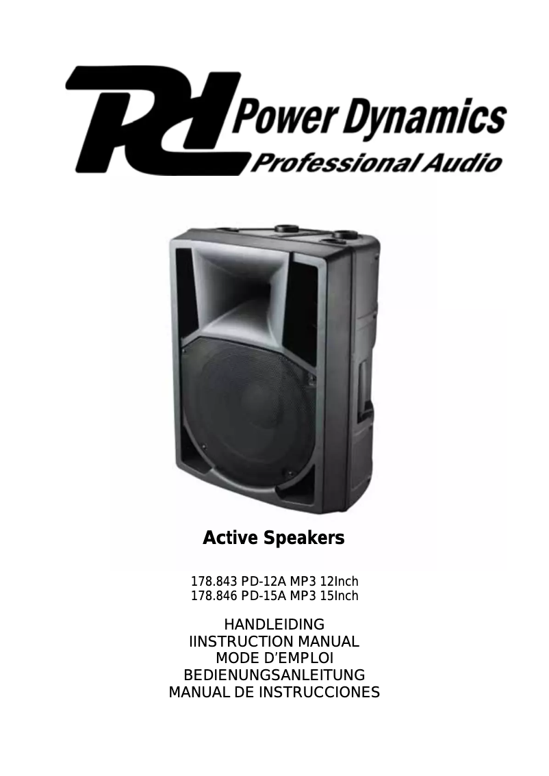Page 1 of the manual User Manual Power Dynamics Active Speaker PD 15A