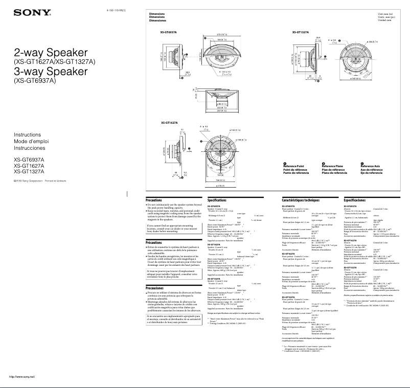 Page 1 of the manual User Manual Sony XS-GT1327A