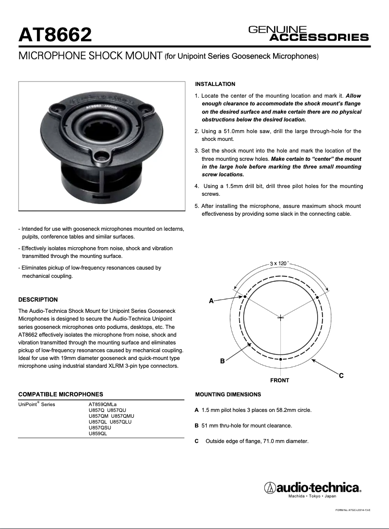 Page 1 of the manual User Manual Audio-Technica AT8662