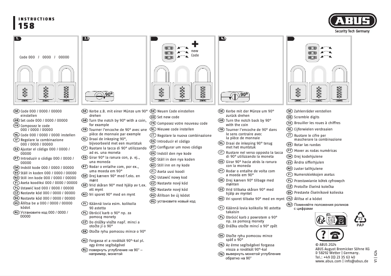 Page 1 of the manual User Manual Abus 158