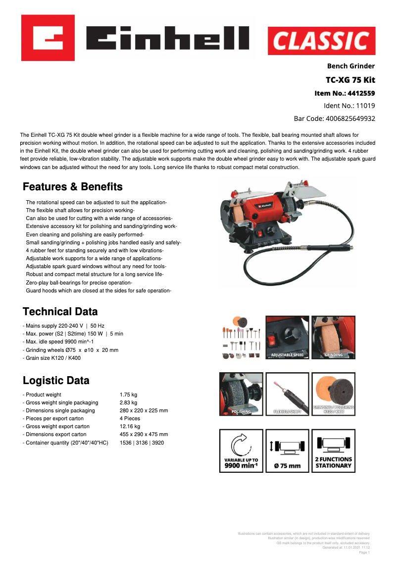 First page image of the manual for TC-XG 75 Kit