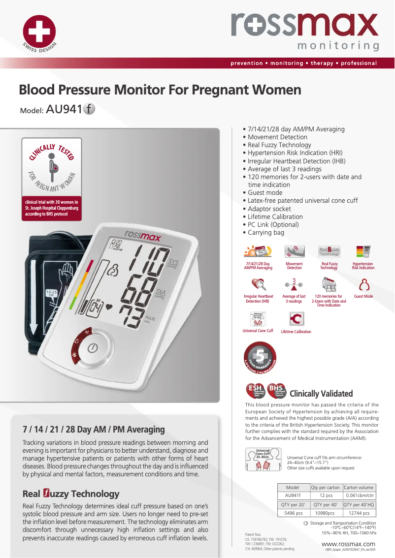 Page 1 of the manual Brochure Rossmax AU941f