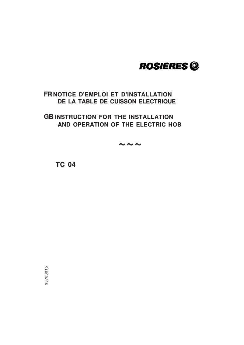 First page image of the manual for TC 04 RB