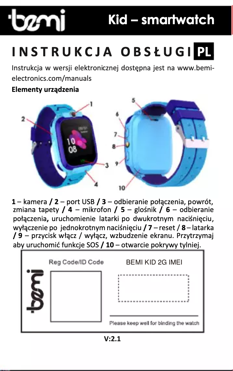 Page 1 of the manual User Manual BEMI Kid