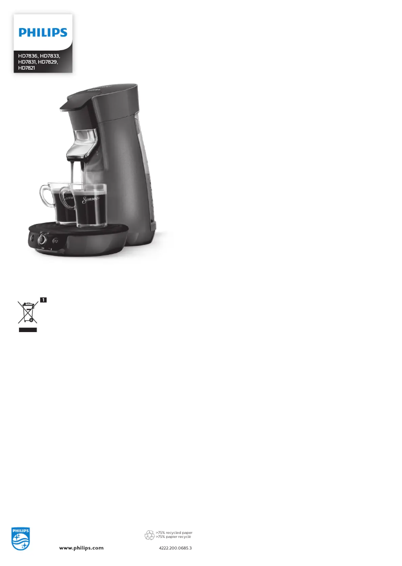 First page image of the manual for Senseo Viva Cafe HD7836