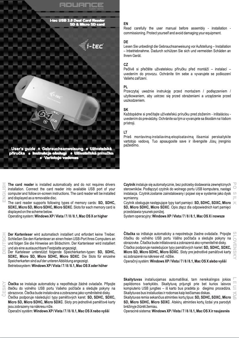 Page 1 of the manual User Manual i-TEC U3CRDUO