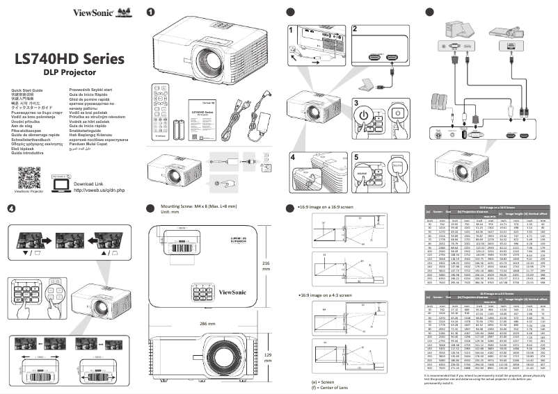 Page 1 de la notice Guide de démarrage rapide Viewsonic LS740HD