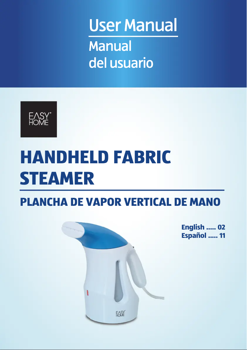 First page image of the manual for Handheld Fabric Steamer A8