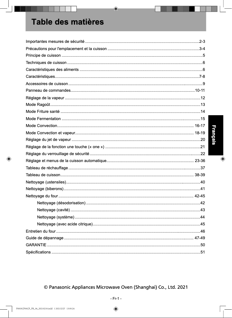 Page 1 of the manual User Manual Panasonic NU-SC180B