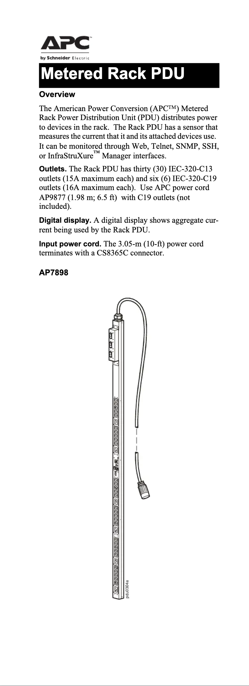 First page image of the manual for AP7898