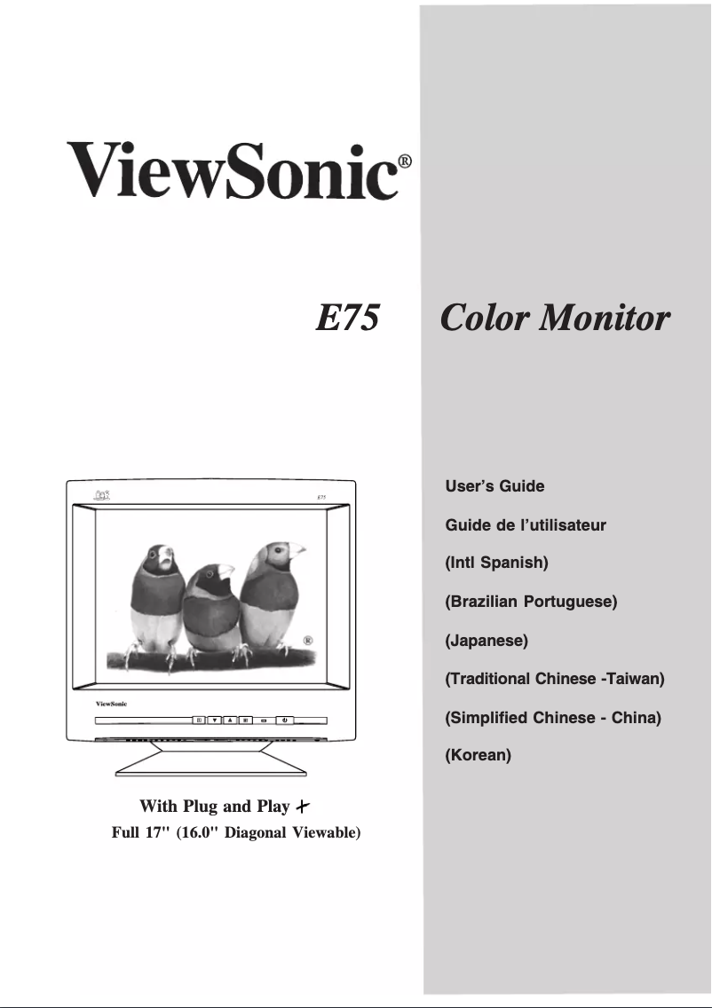 Page 1 de la notice Manuel utilisateur Viewsonic E75