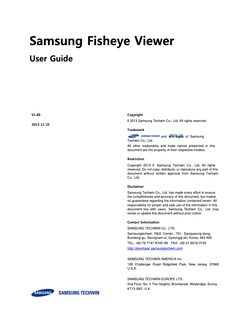 Page 1 of the manual User Manual Samsung Techwin iPOLiS SNF-7010VM