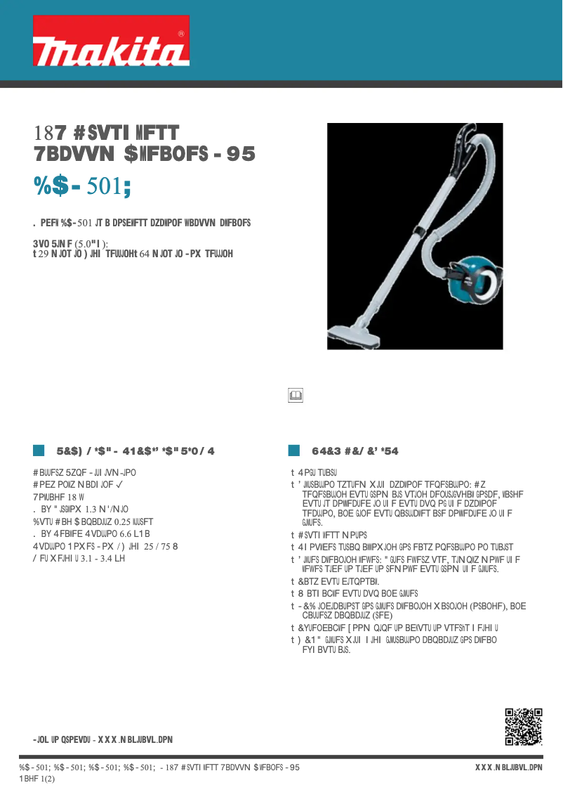 Page 1 of the manual Technical Sheet Makita DCL501Z
