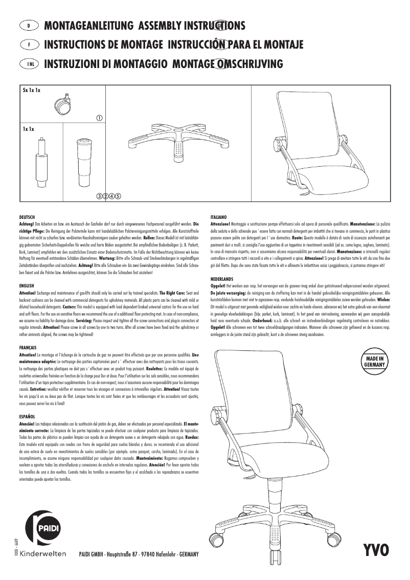 Page 1 of the manual User Manual Paidi Yvo