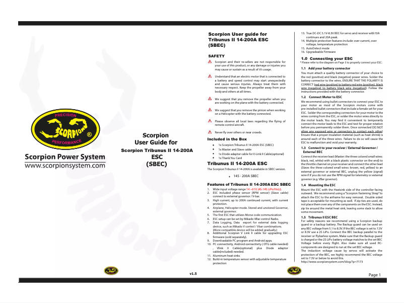 Page 1 of the manual User Manual Scorpion Tribunus II