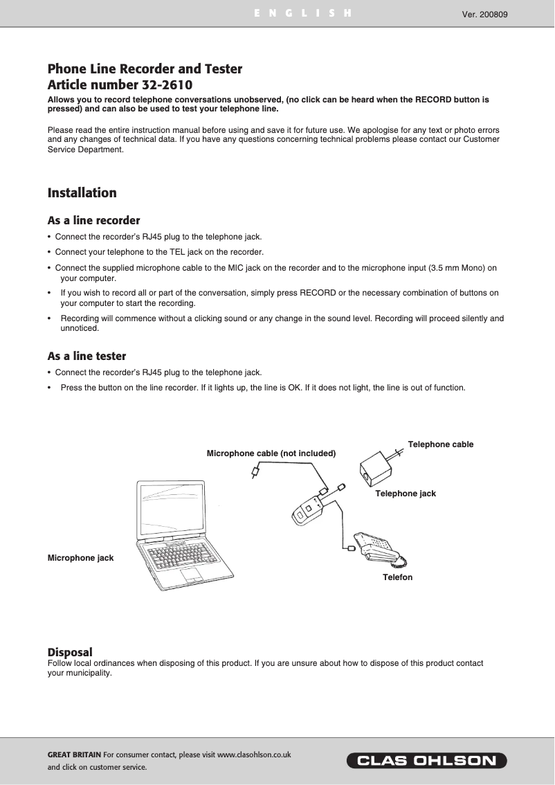 Page 1 of the manual User Manual Cotech 32-2610