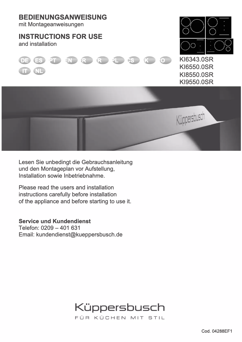 Page 1 of the manual User Manual Küppersbusch KI6550.0SR