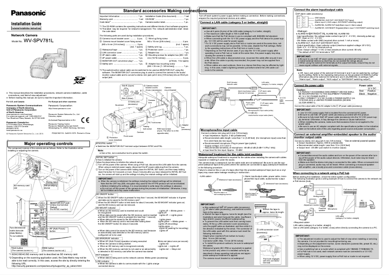 First page image of the manual for WV-SPV781
