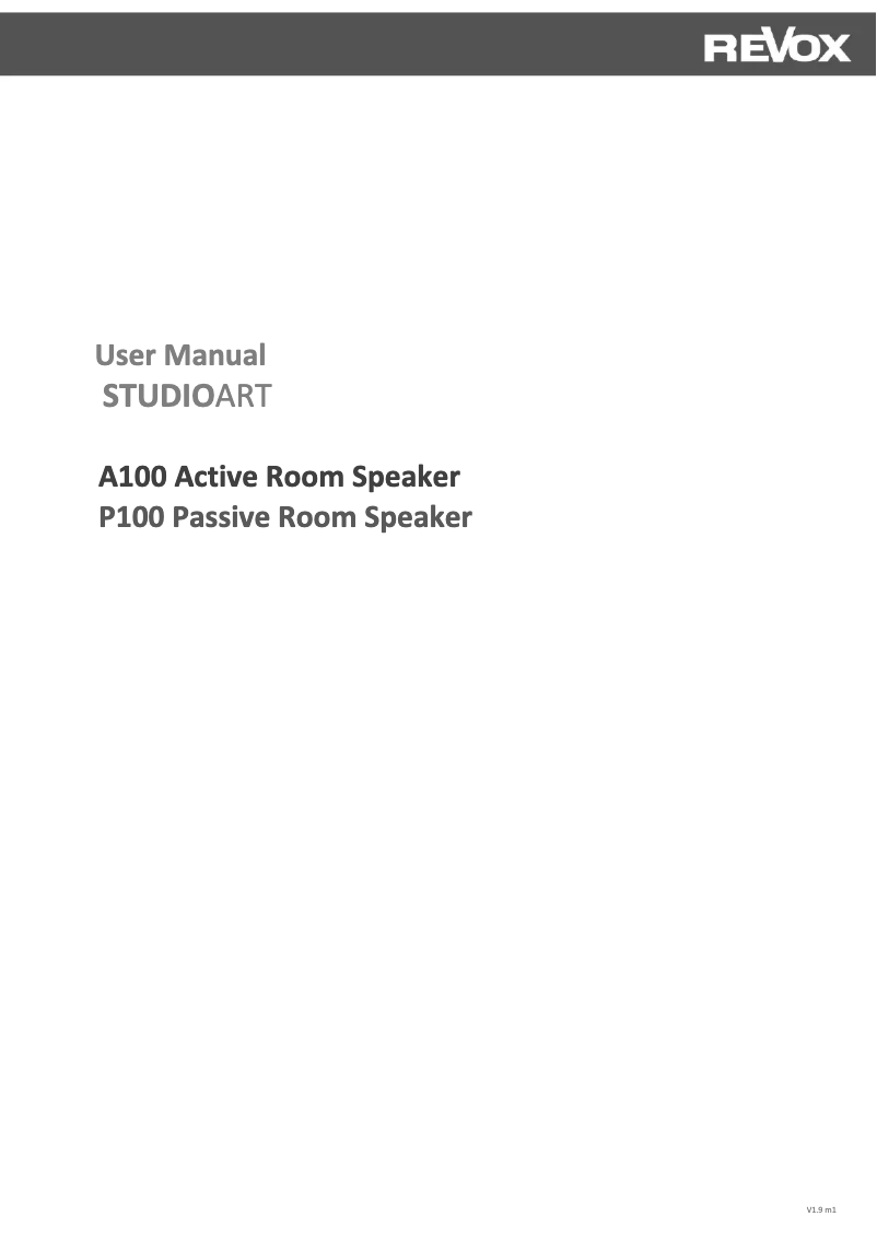 Page 1 of the manual User Manual Revox Studioart P100