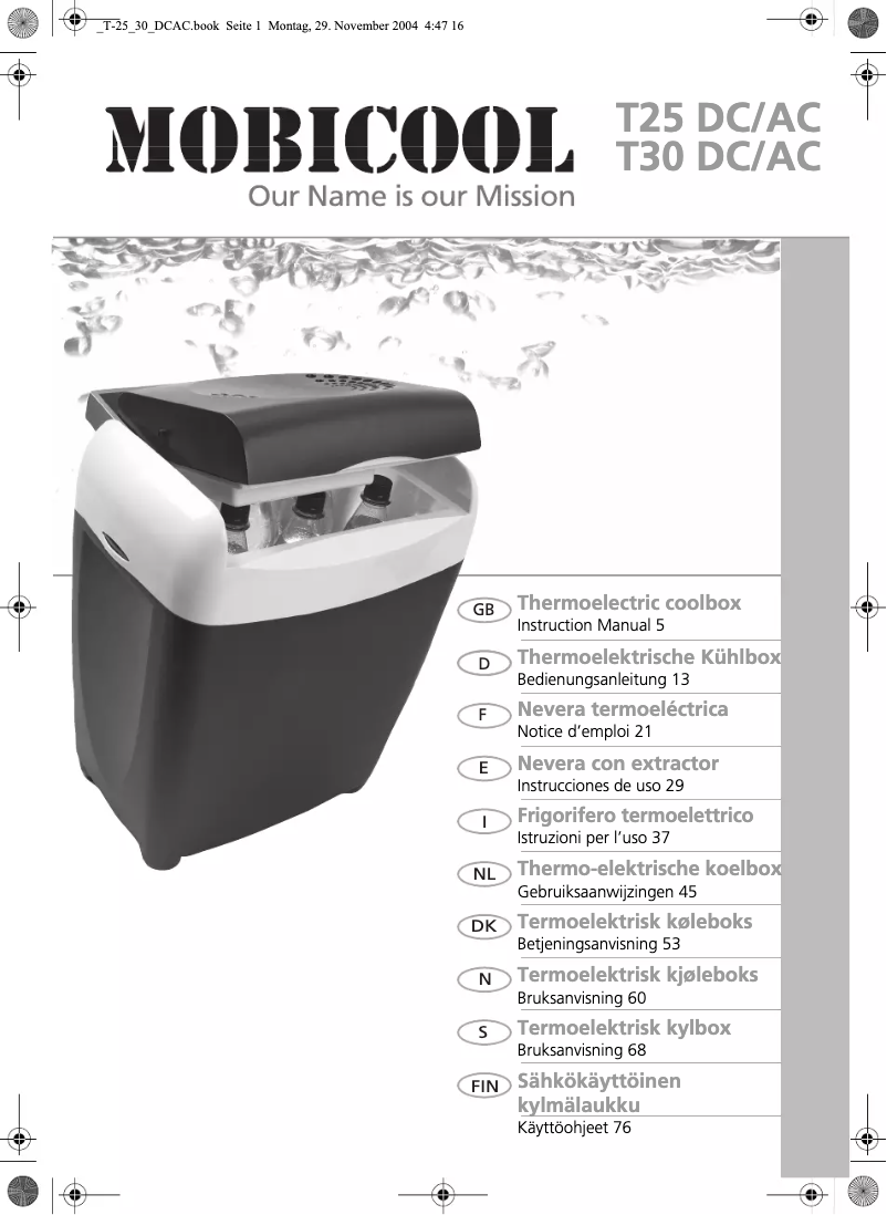 Page 1 de la notice Manuel utilisateur Dometic Mobicool T30 DC