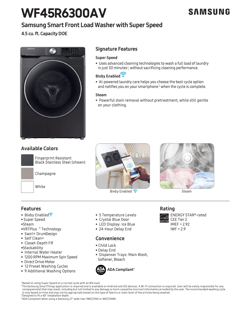 First page image of the manual for WF45R6300AV/US