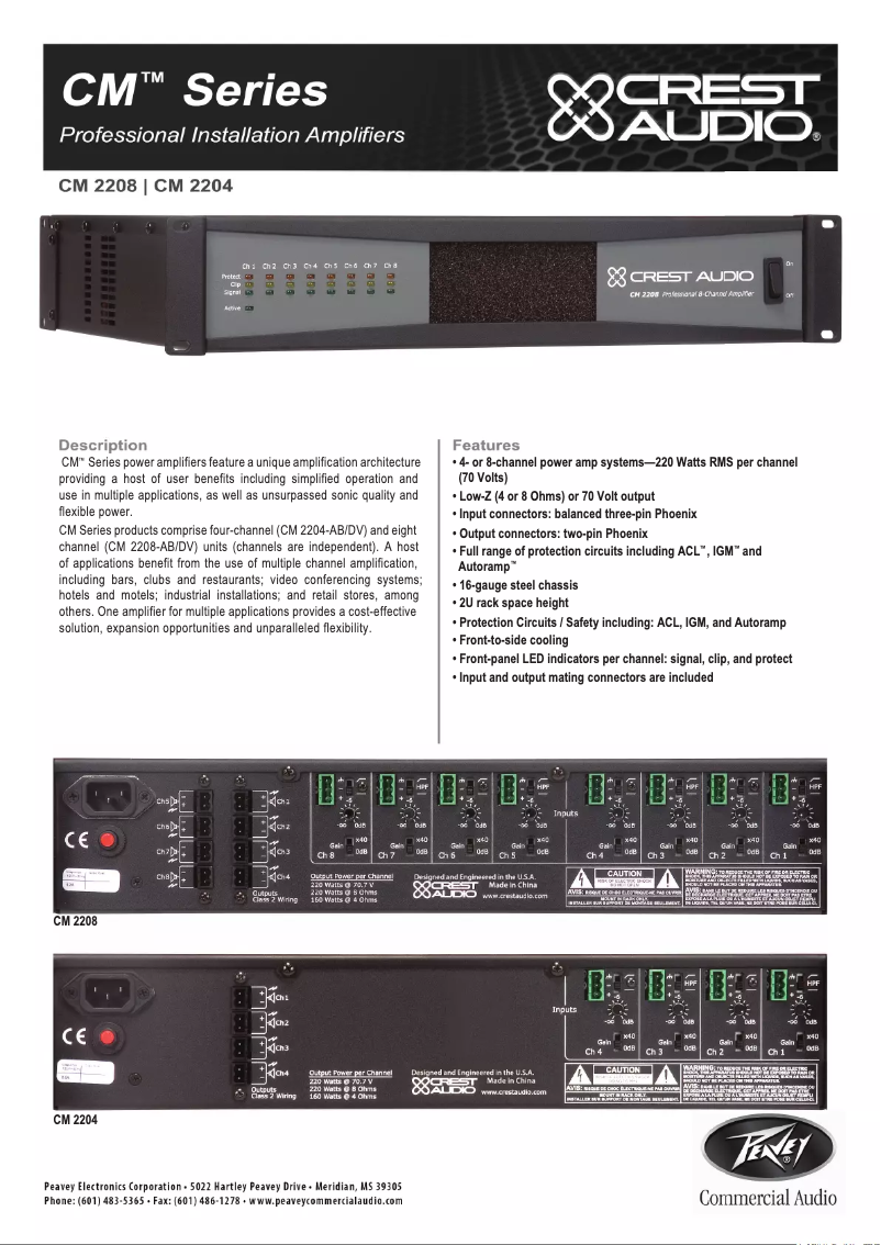 First page image of the manual for CM 2204