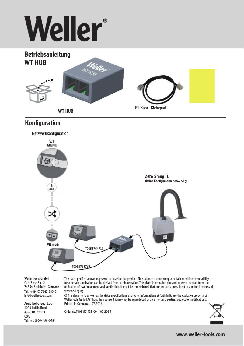 Page 1 of the manual User Manual Weller WT HUB