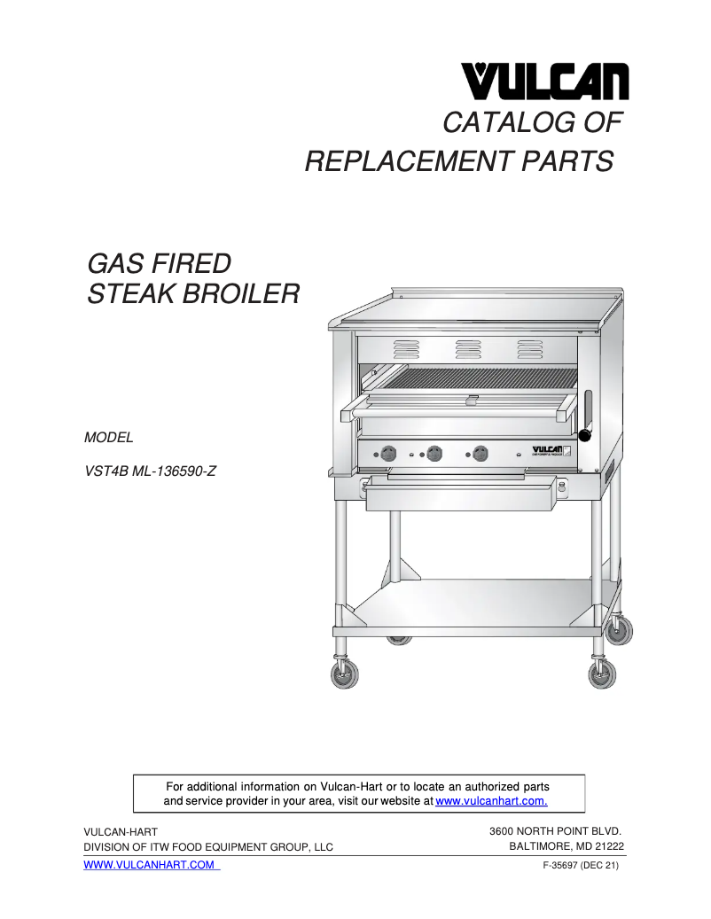 Page 1 of the manual Catalogue Vulcan VST3B