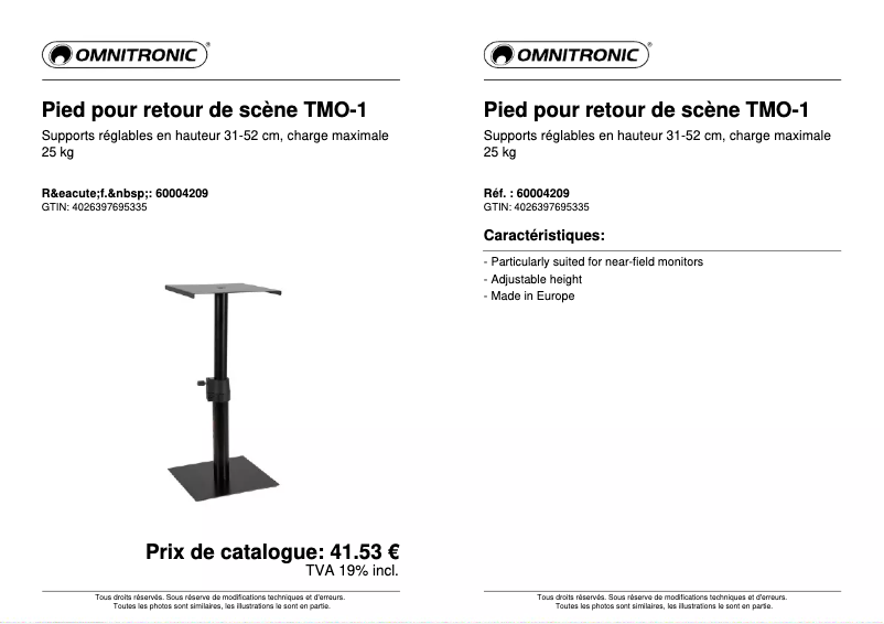 First page image of the manual for TMO-1