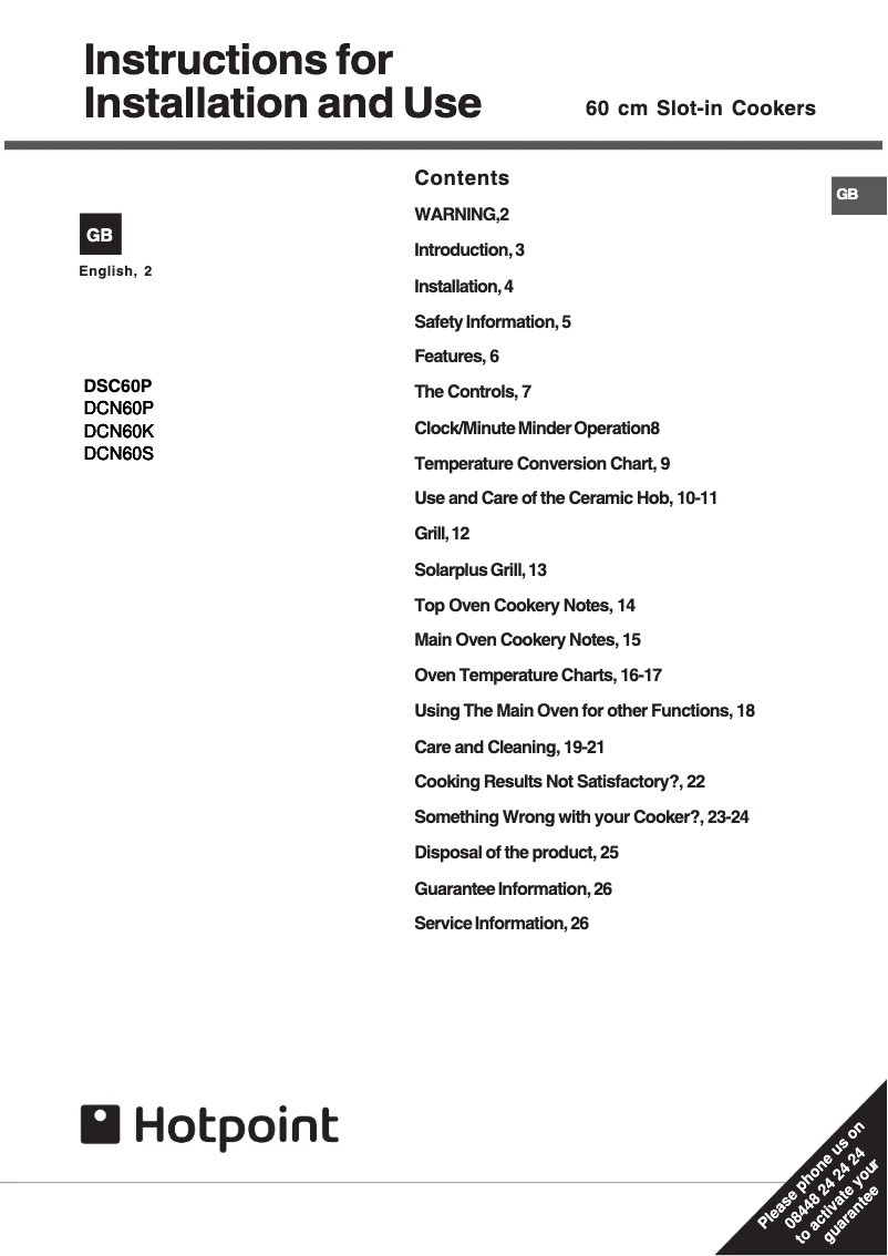 First page image of the manual for DCN60P