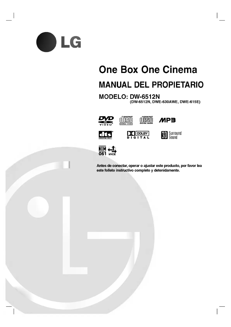 First page image of the manual for DW6512N