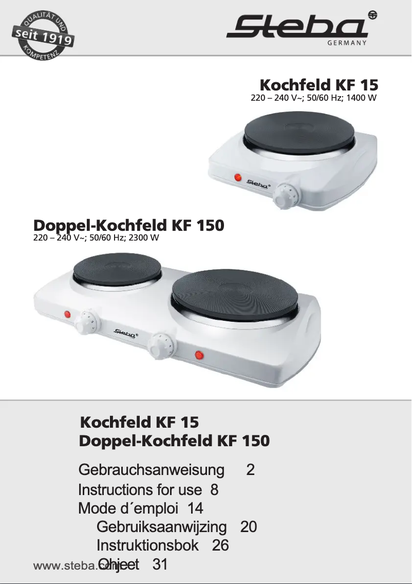 Page 1 of the manual User Manual Steba KF 15
