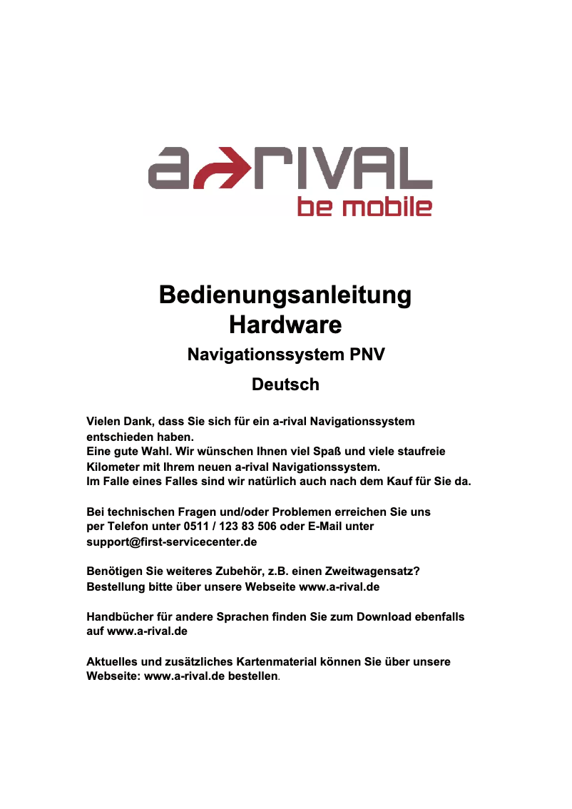 First page image of the manual for NAV-PNV 43 EU