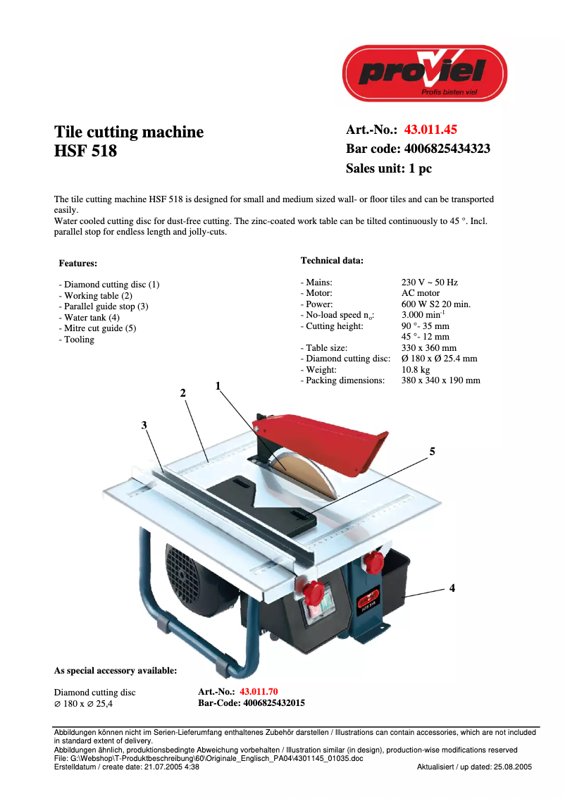 First page image of the manual for HFS 518