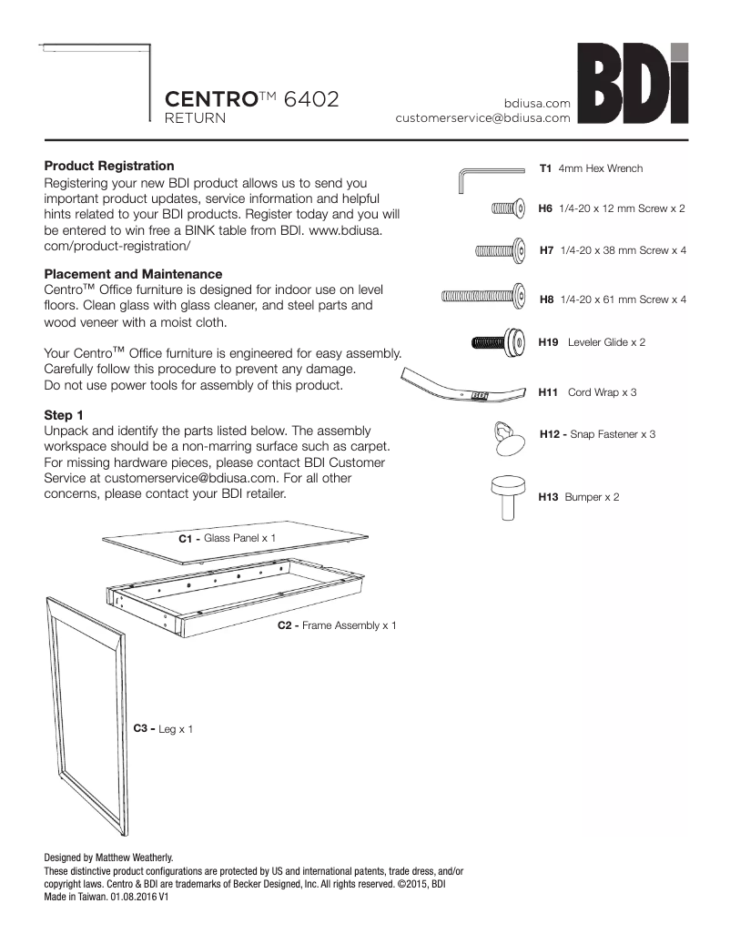 First page image of the manual for Centro 6402