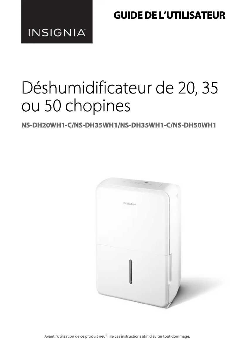 First page image of the manual for NS-DH50WH1