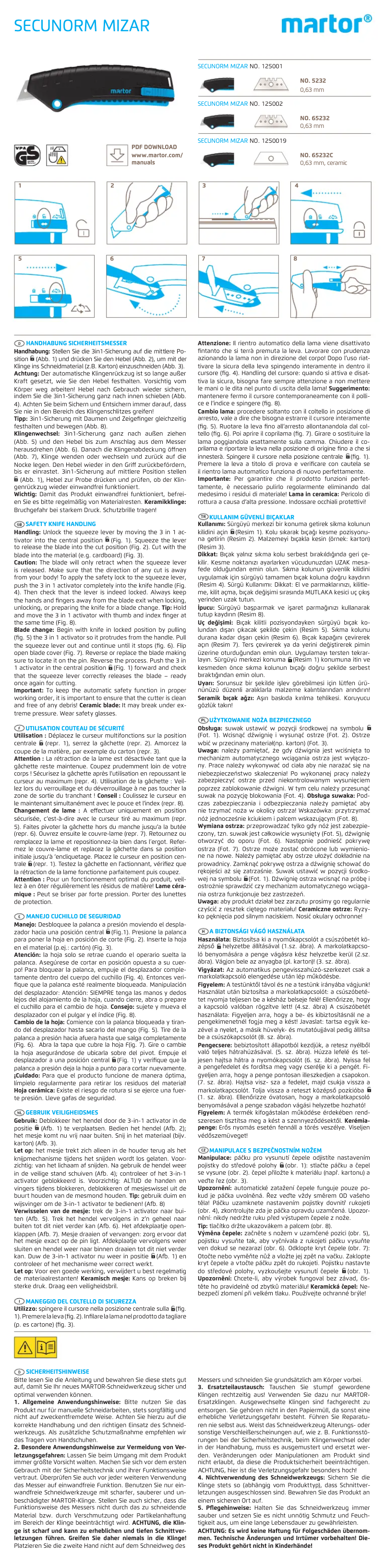 Page 1 of the manual User Manual MARTOR Secunorm Mizar