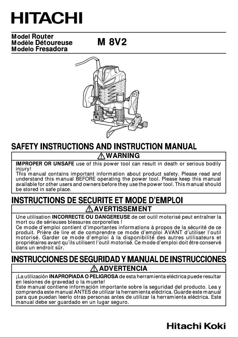 Page 1 of the manual User Manual Hitachi M8V2