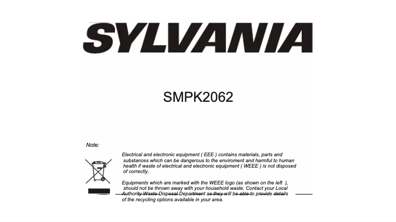 First page image of the manual for SMPK2062