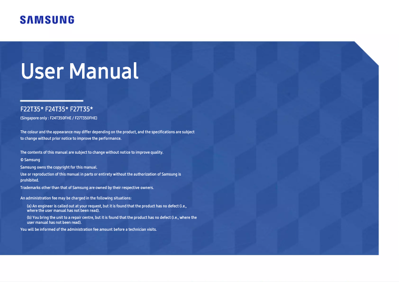 First page image of the manual for F24T350FHAXXA